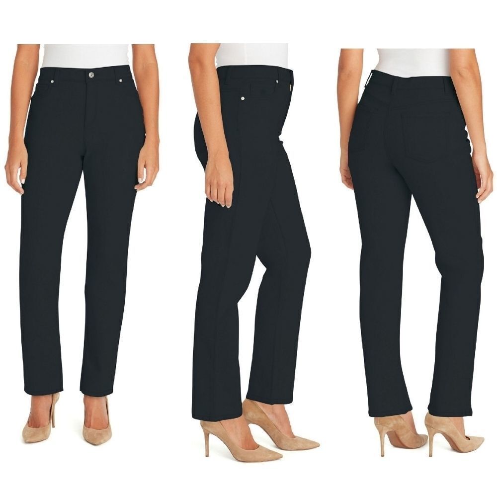 🩵NWT Gloria Vanderbilt Black Amanda High Rise Ponte Tapered Pants Size 14